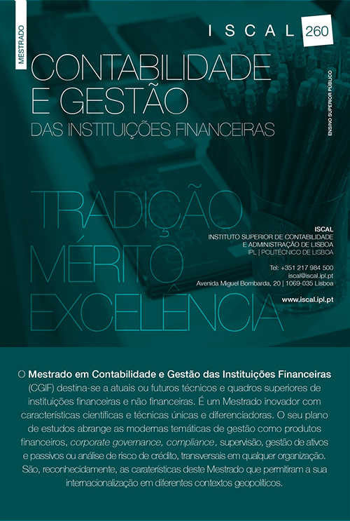 Folheto do Mestrado em Contabilidade e Gest&atilde;o das Institui&ccedil;&otilde;es Financeiras