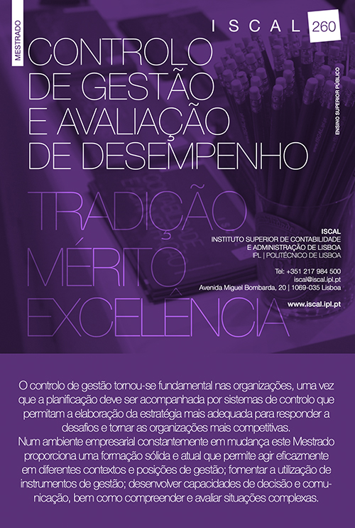 Folheto do Mestrado em Controlo de Gest&atilde;o e dos Neg&oacute;cios