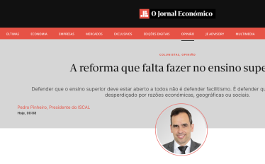 presidente do iscal lança artigo no jornal economico sobre ensino superior no dia dezoito de junho de dois mil e vinte seis